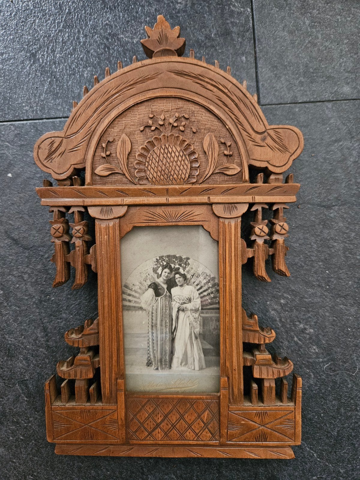 23 cm volkskunst jugendstil black forest foto lijst Ateliers, Ophalen of Verzenden