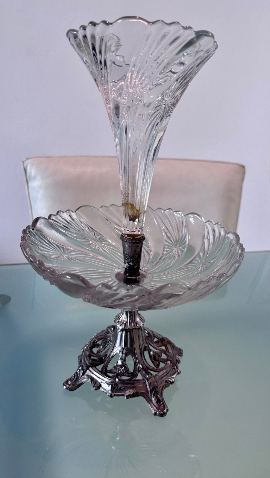 Val Saint Lambert kristallen fruitschaal ( wel beschadigd), Antiek en Kunst, Ophalen of Verzenden