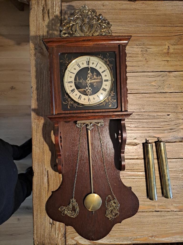 Antieke Zaanse Wandklok - Compleet en Werkend, Ophalen