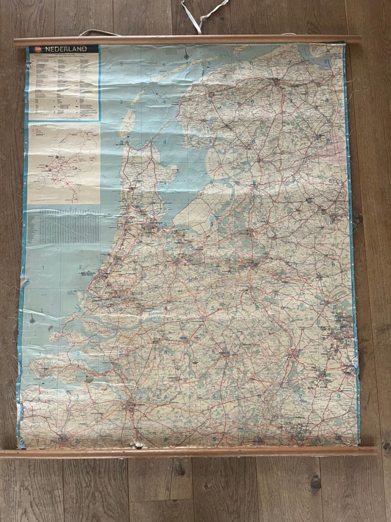 Vintage landkaart Nederland, Ophalen of Verzenden, Aardrijkskunde
