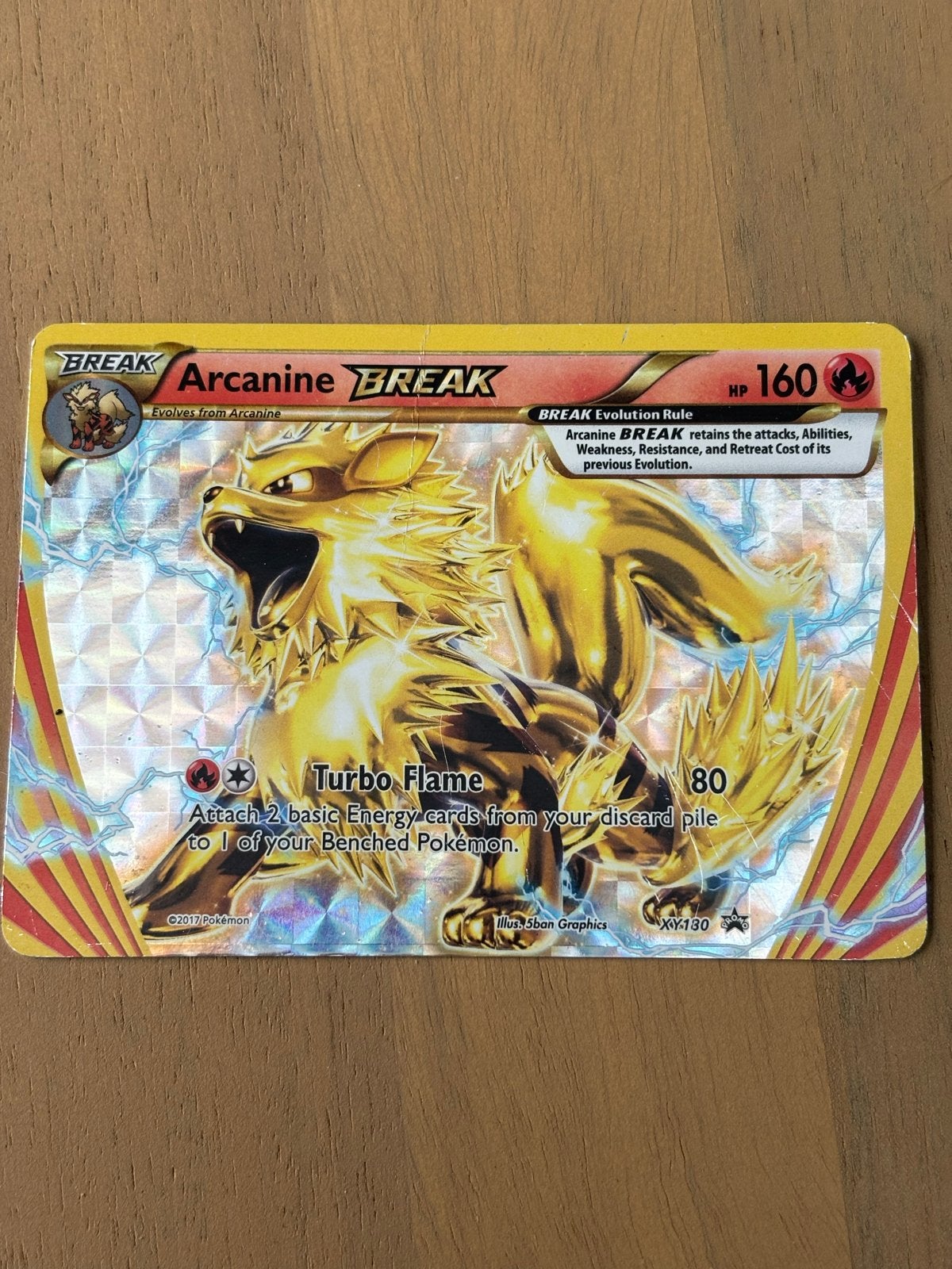 Arcanine BREAK Pokémon Kaart XY130 - Zo goed als nieuw, Ophalen of Verzenden, Gebruikt, Losse kaart, Foil