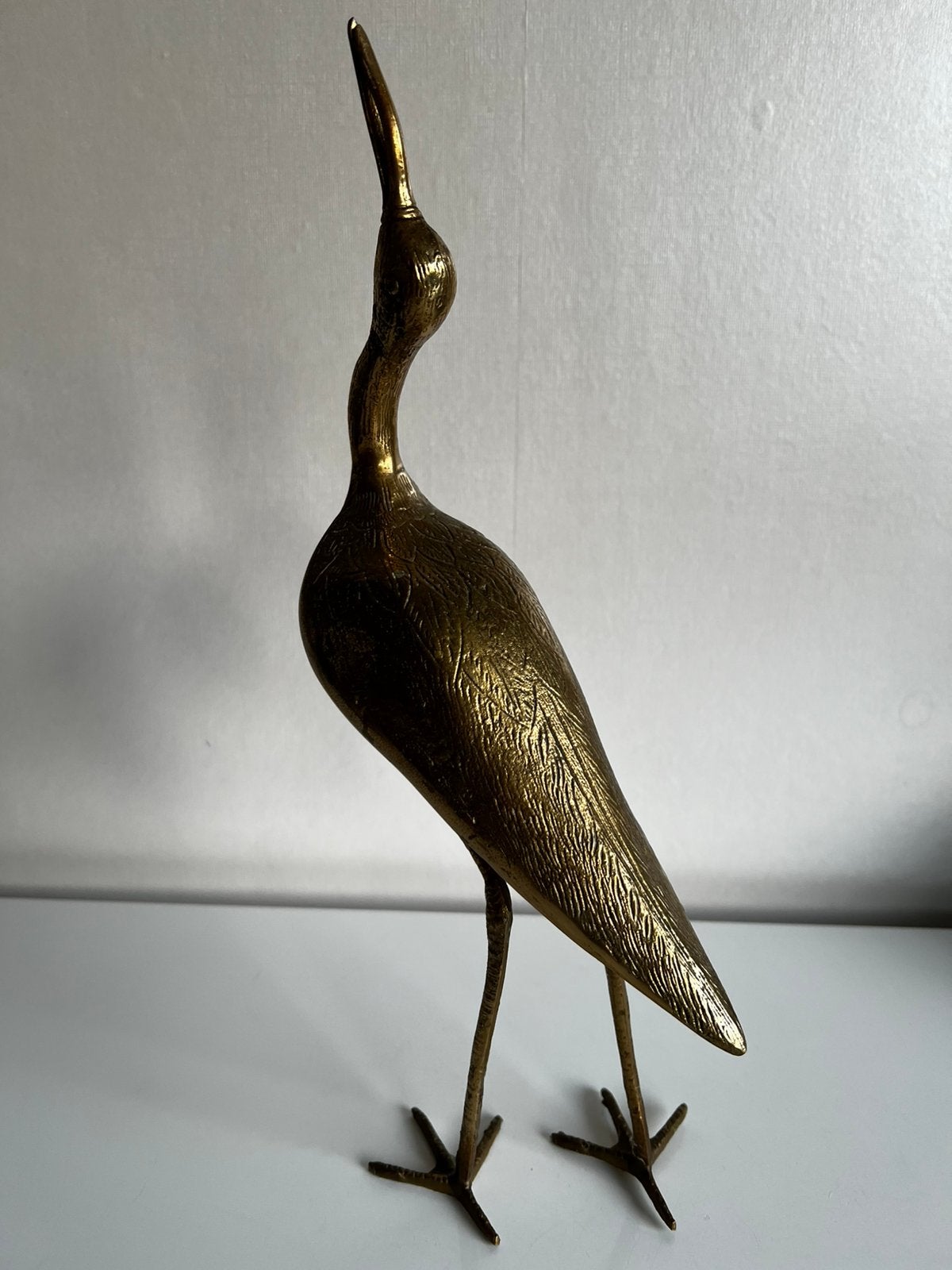 Vintage Grote Kraanvogel Messing Hollywood Regency 70s H38,5, Ophalen of Verzenden, Object, Metaal