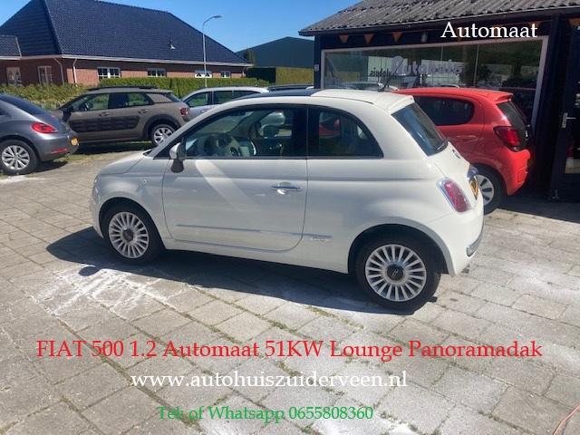 FIAT 500 1.2 AUTOMAAT 51KW Lounge Panoramadak, Euro 5, Stof, Gebruikt, 1242 cc