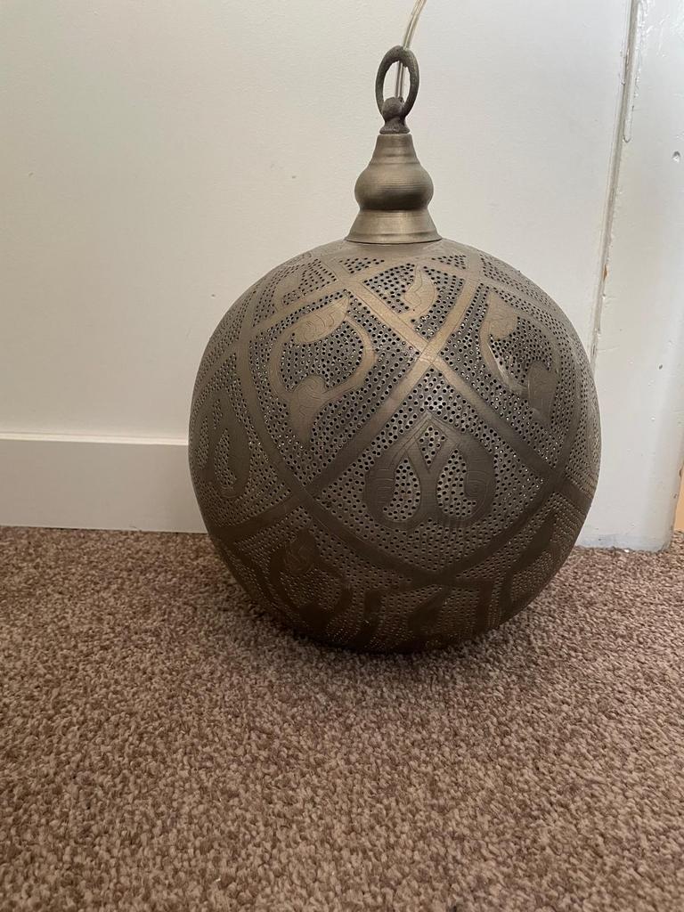 Oosterse filigrain hanglamp Zenza ball zilver, Huis en Inrichting, Lampen | Hanglampen, Ophalen of Verzenden, Gebruikt, Metaal