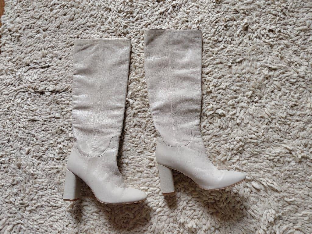 Witte leren laarzen van Manfield, maat 39, Kleding | Dames, Schoenen, Hoge laarzen, Wit, Ophalen of Verzenden, Zo goed als nieuw