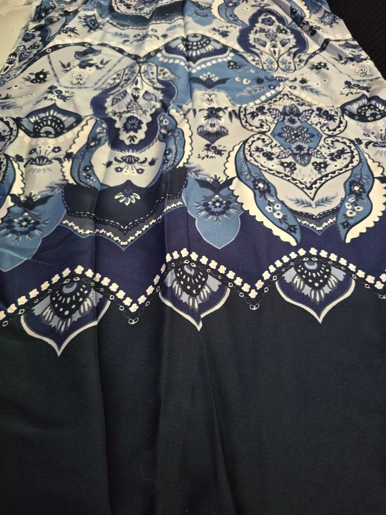 viscose met rand blauw (110), Overige materialen, Blauw, 120 cm of meer, Nieuw