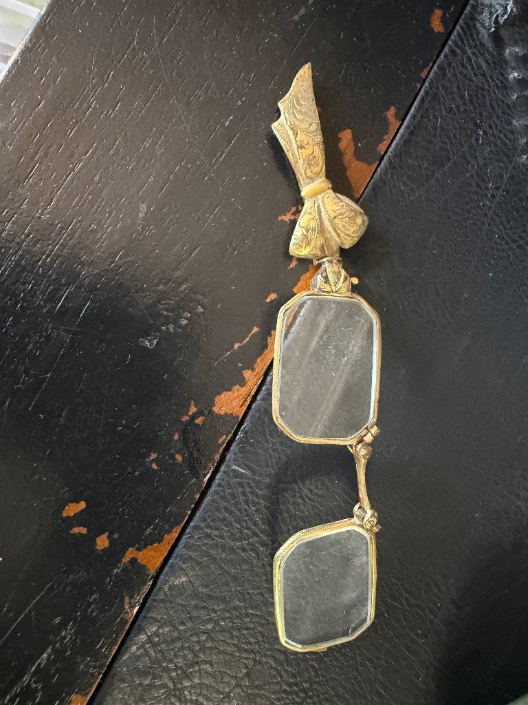 Antieke gouden lorgnet met strikdetail, Ophalen of Verzenden
