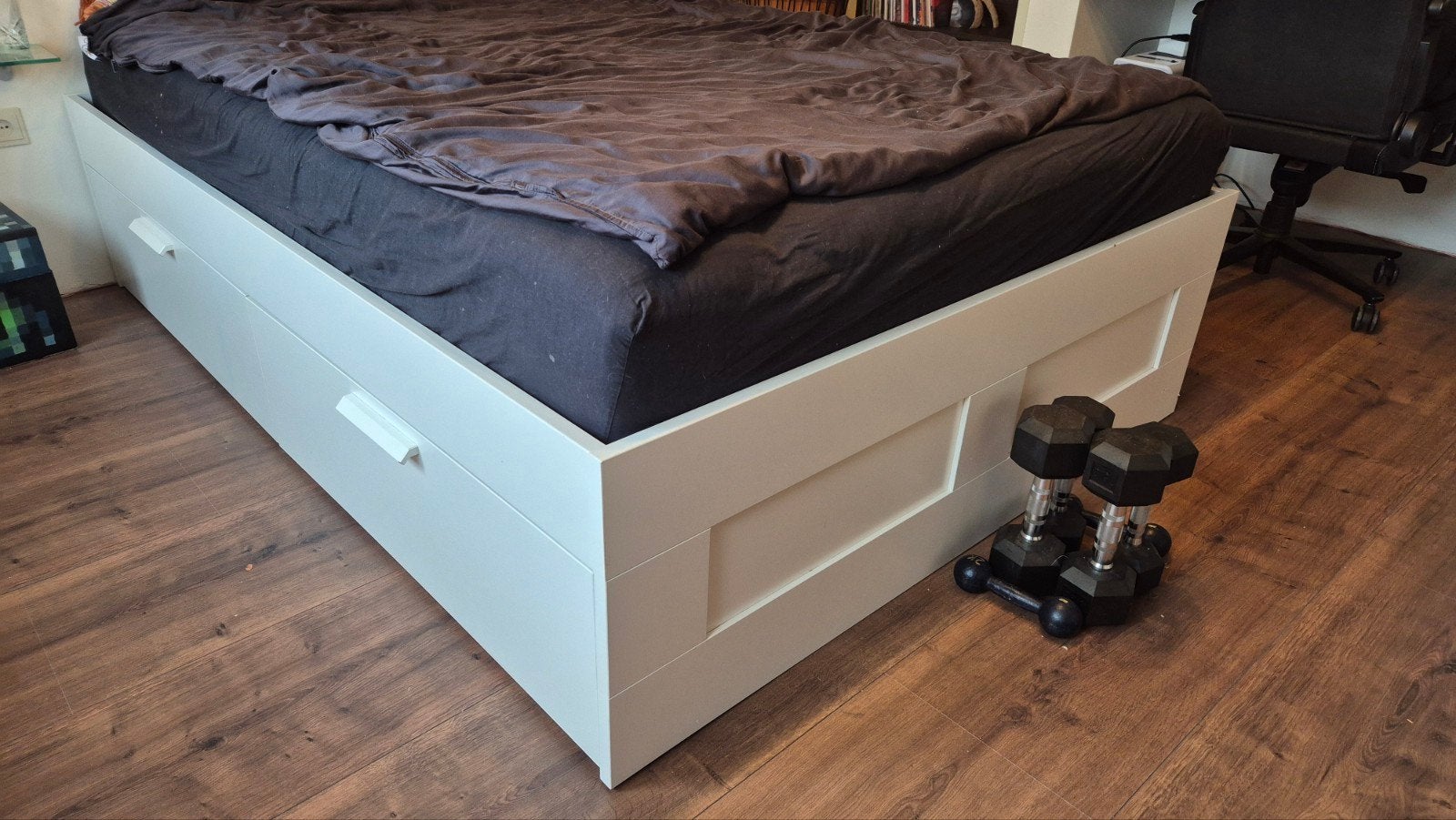 IKEA tweepersoonsbed ombouw BRIMNES met opberglades, Ophalen, Gebruikt, Wit, Tweepersoons