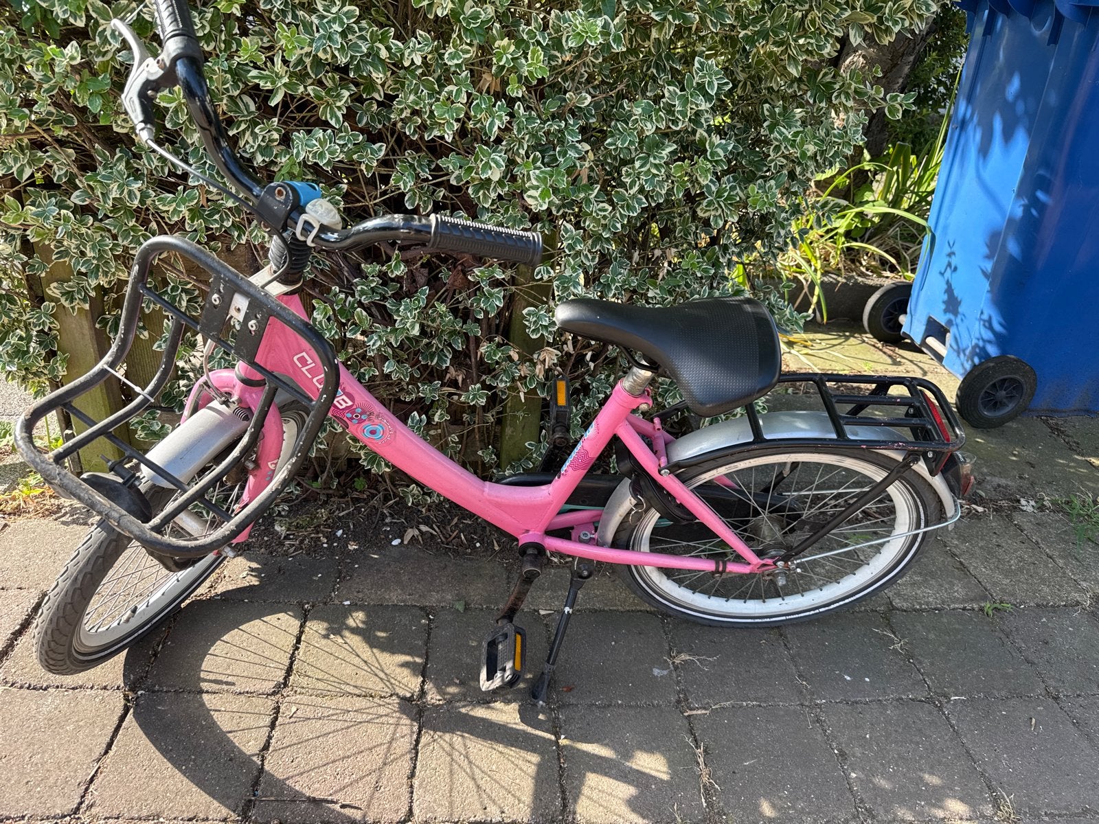 Roze kinderfiets met bagagedrager, degelijk fietsje, Ophalen, Gebruikt, Velgrem, 16 tot 20 inch