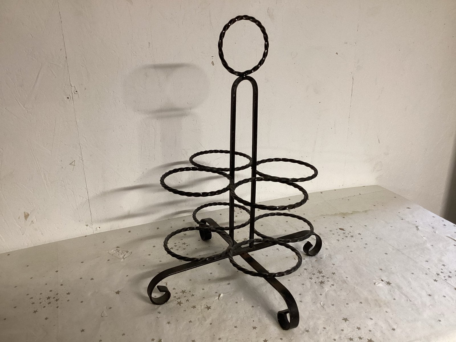 Decoratief metalen wijnflessenrek voor 4 flessen, 50 – 75, Gebruikt, 5 tot 15 flessen, Ophalen of Verzenden