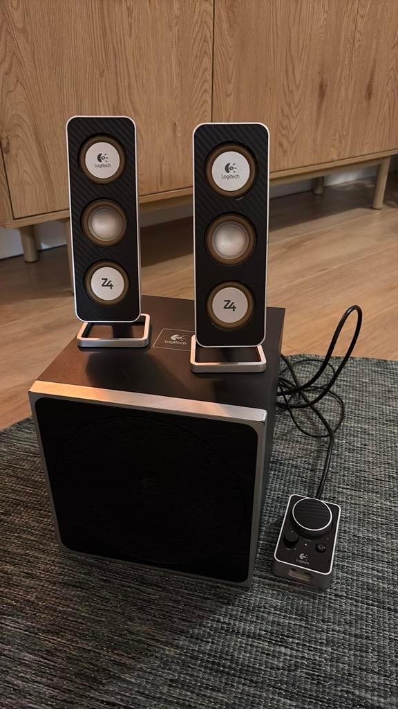 Logitech Z4 2.1 pc speaker set, Ophalen, Gebruikt