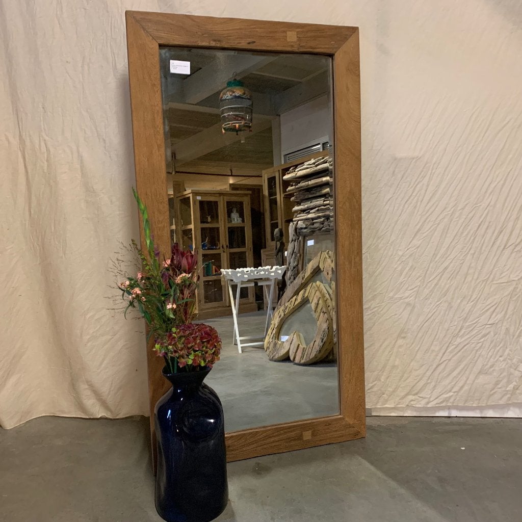 wandspiegel met teak lijst 150 x 80 cm - Gratis bezorgd, TTM Wonen, Meubels – (Perzische) Tapijten en Woonaccessoires, Taag 63, 2491 CS, Den Haag (Forepark)