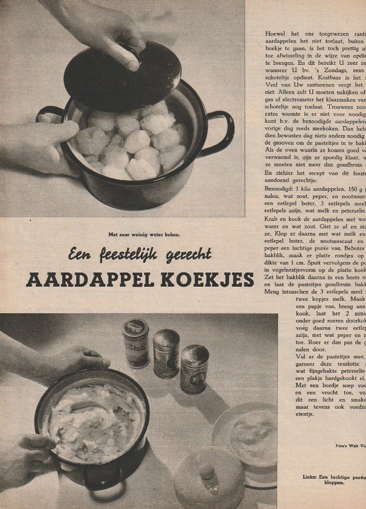 Vintage knipsel 1941 Oorlogstijd koken schaarste, Verzenden, 1940 tot 1960, Nederland, Knipsel(s)