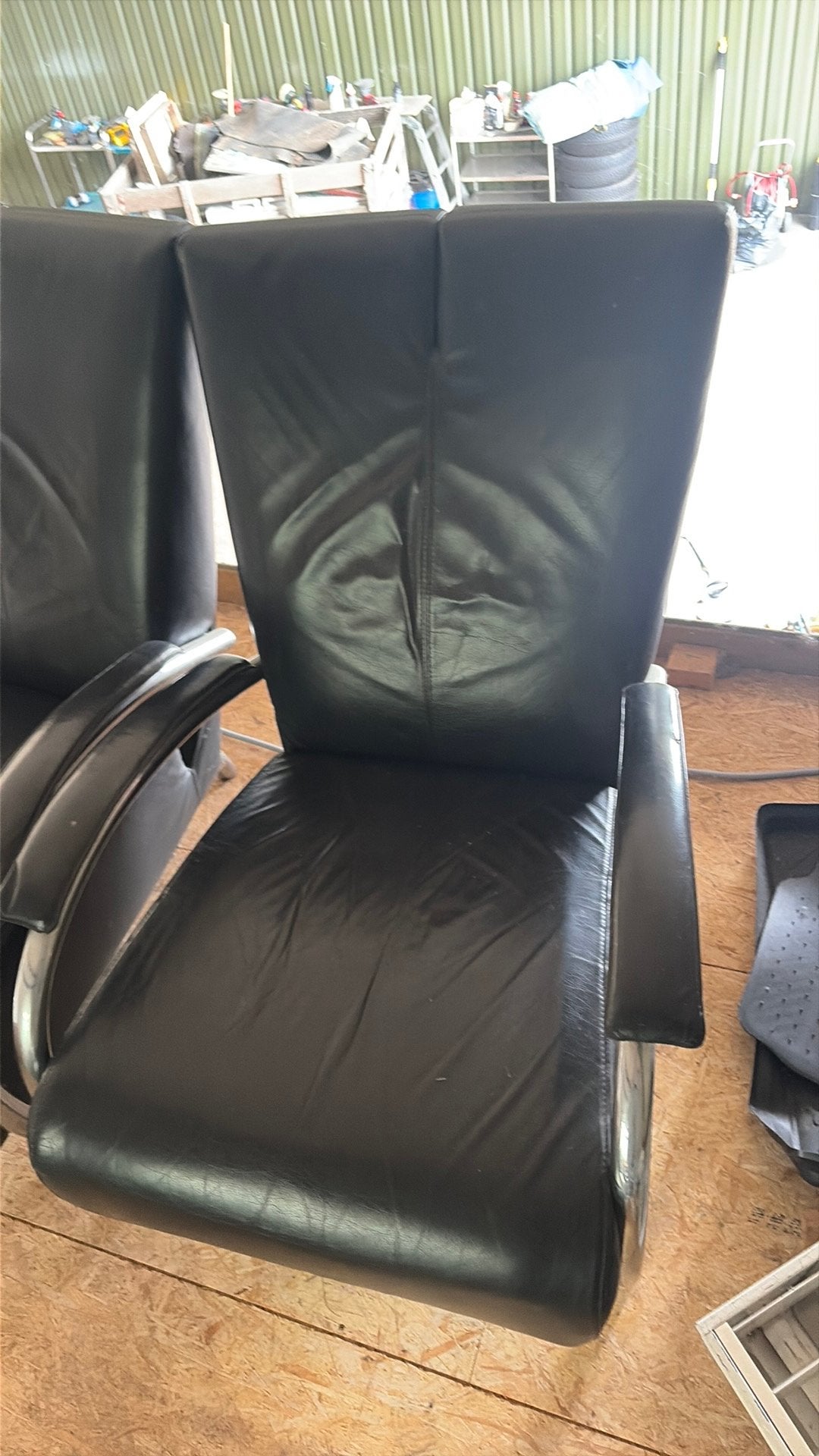 2 leren fauteuils, Ophalen, Gebruikt, 50 tot 75 cm, Leer