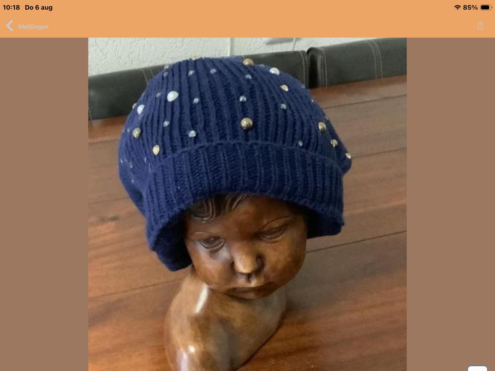 Dames muts met parels en pompon, Verzenden, Zo goed als nieuw, One size fits all, Hoed