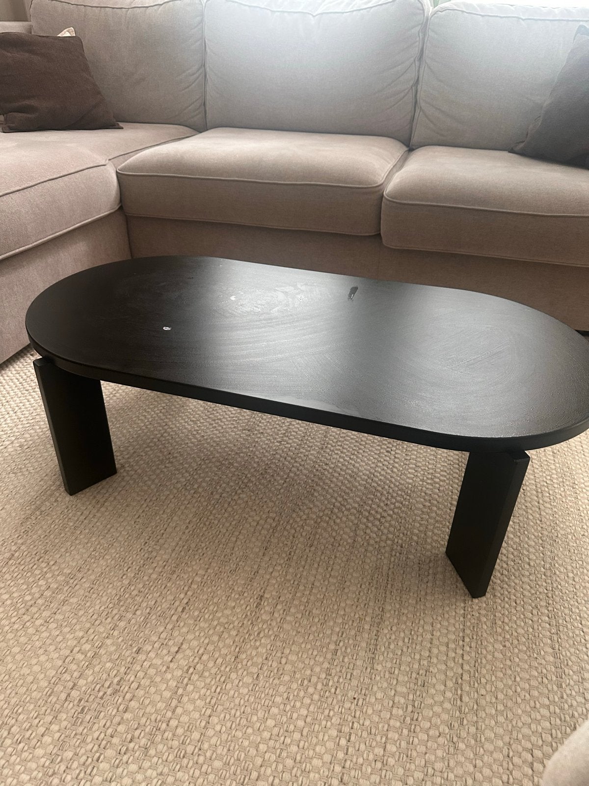 Stijlvolle zwarte ovale salontafel, Ophalen, Gebruikt, 100 tot 150 cm, 50 tot 100 cm