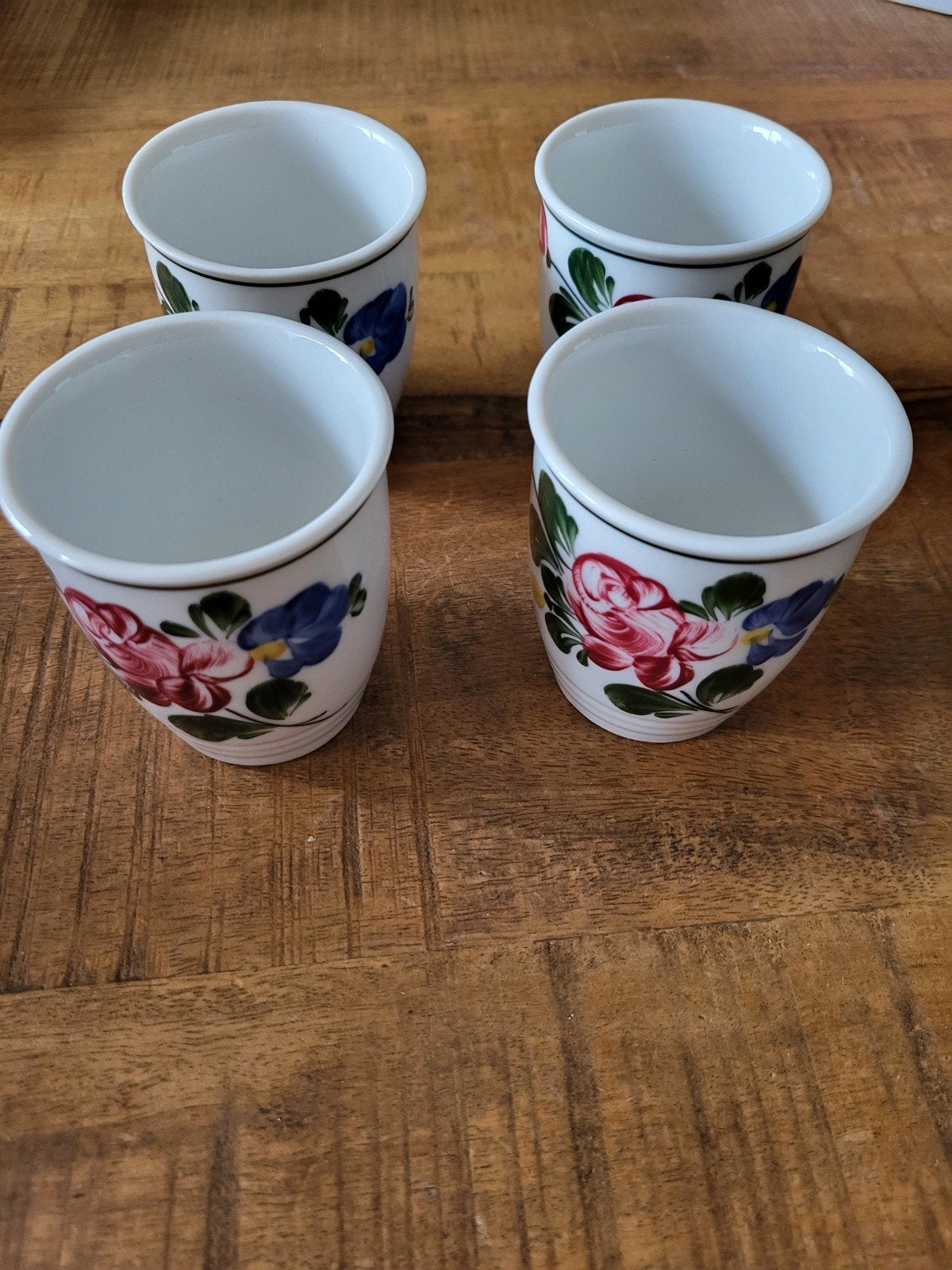 Set van 4 Vintage Lilien Porzellan "Alpenflora" Bekers, Ophalen of Verzenden