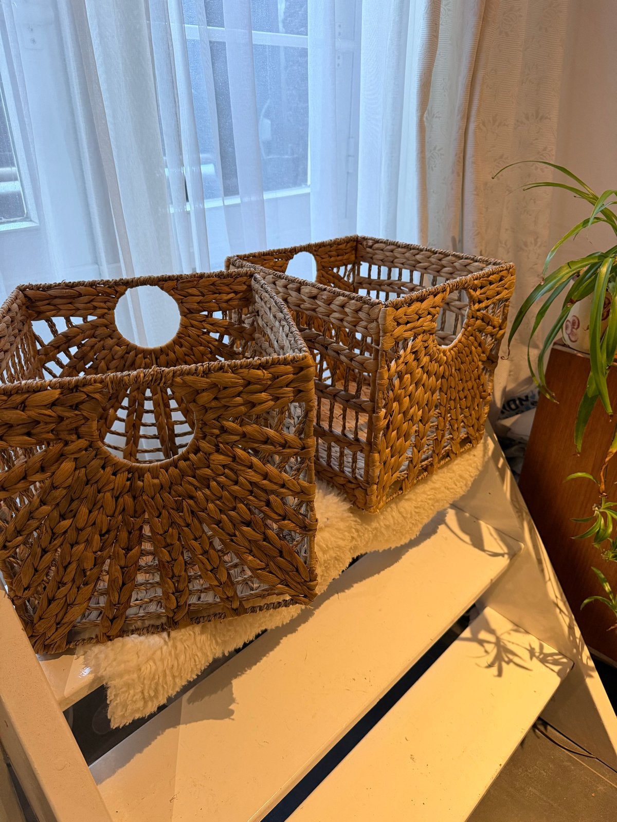Set van 2 IKEA LUSTIGKURRE manden - 32x33x32cm, Ophalen, Gevlochten, Mand, Vierkant