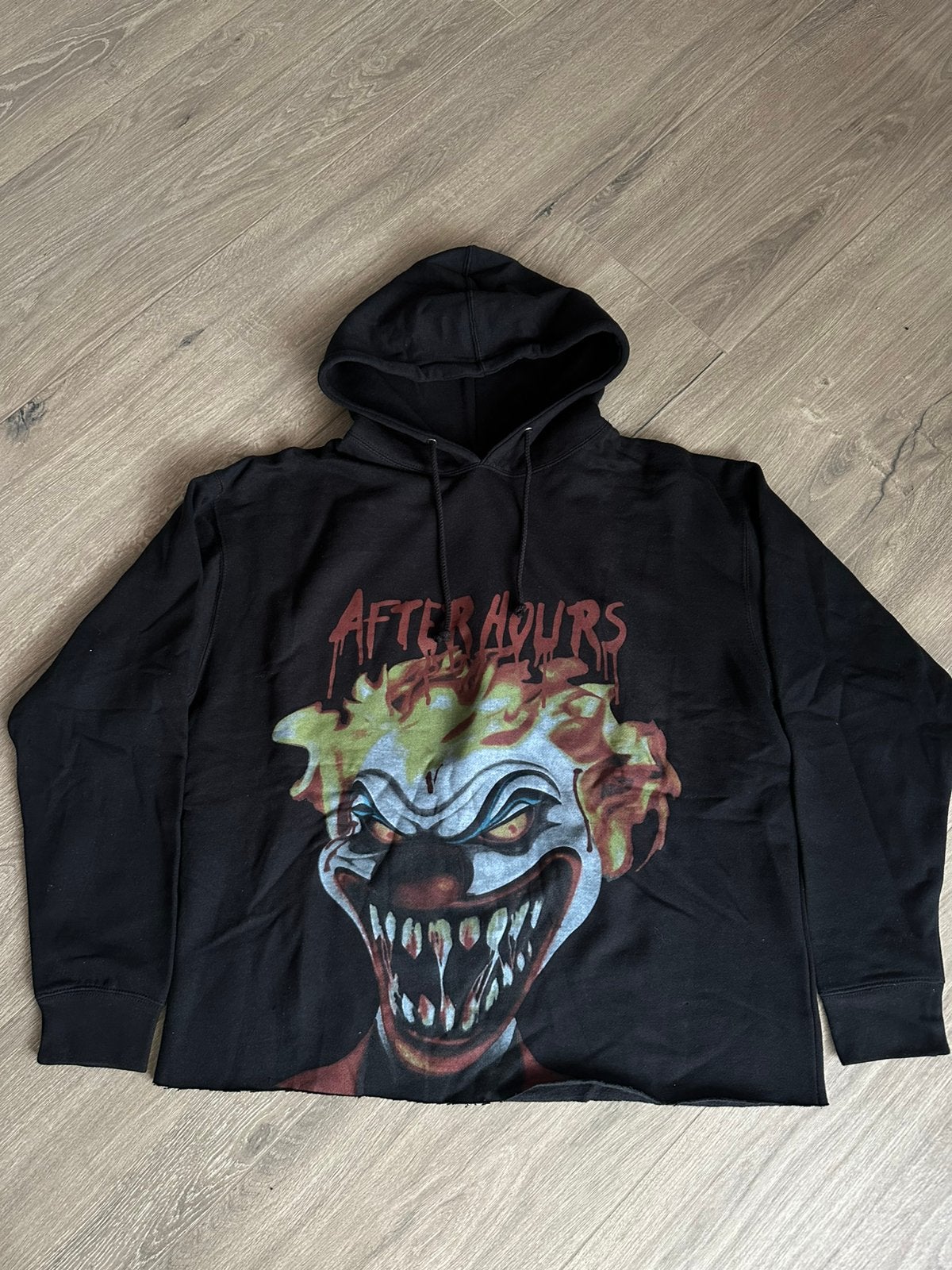 The Weeknd VLONE After Hours clown hoodie maat XL, Ophalen of Verzenden, Zo goed als nieuw, Maat 56/58 (XL), Zwart