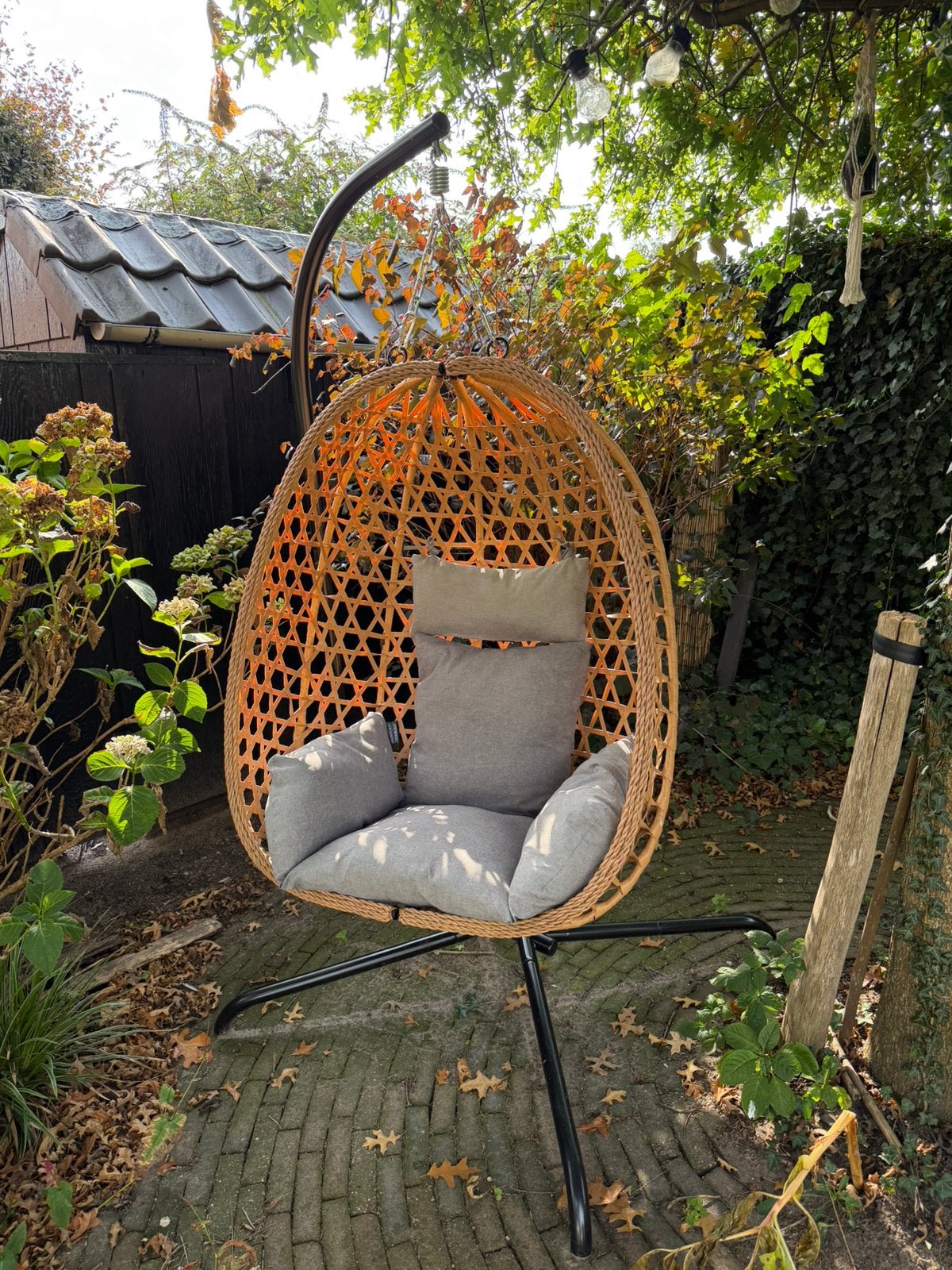 Hang tuinstoel, Ophalen, Gebruikt, Hout