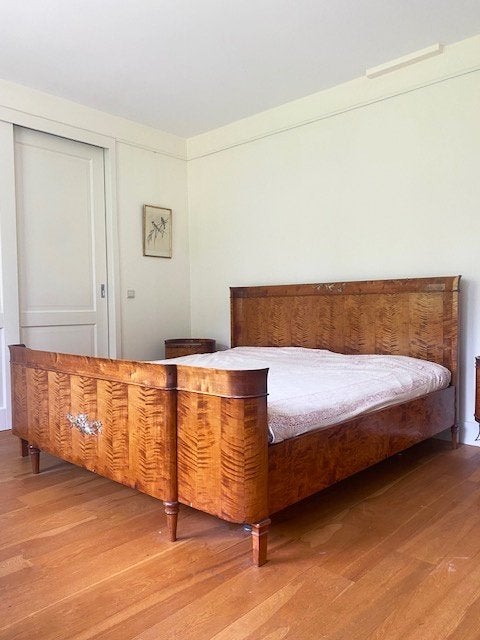 Antiek mahonie art nouveau bed 19de/ 20ste eeuw, Antiek en Kunst, Ophalen