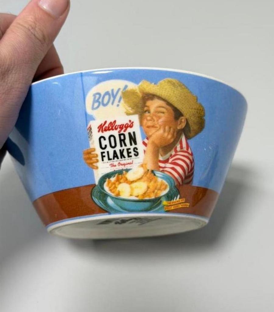 Vintage Kellogg’s Corn Flakes Ontbijtkom kom Kelloggs Bowl, Gebruiksvoorwerp, Ophalen of Verzenden, Zo goed als nieuw, H