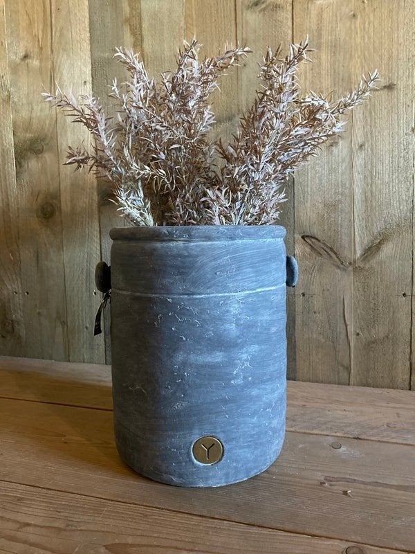 Brynxz hoge pot - Landelijk brocant - 27cm hoog, Ophalen, Gebruikt, Met patroon/structuur, Grijs