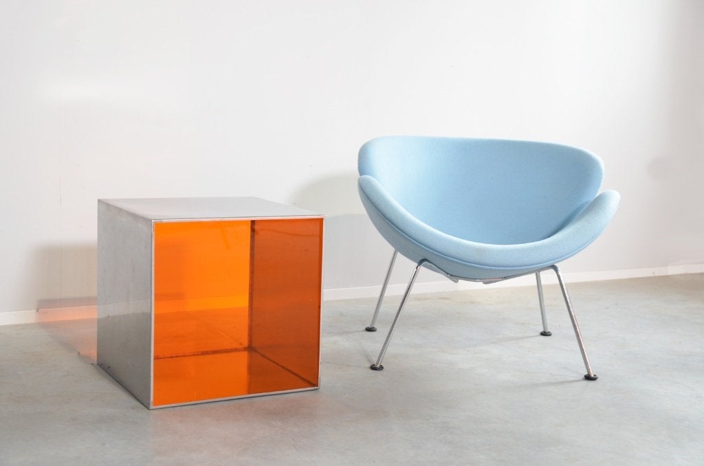 Aluminium kubus met oranje perspex zijkanten, Ophalen, Gebruikt, Overige materialen
