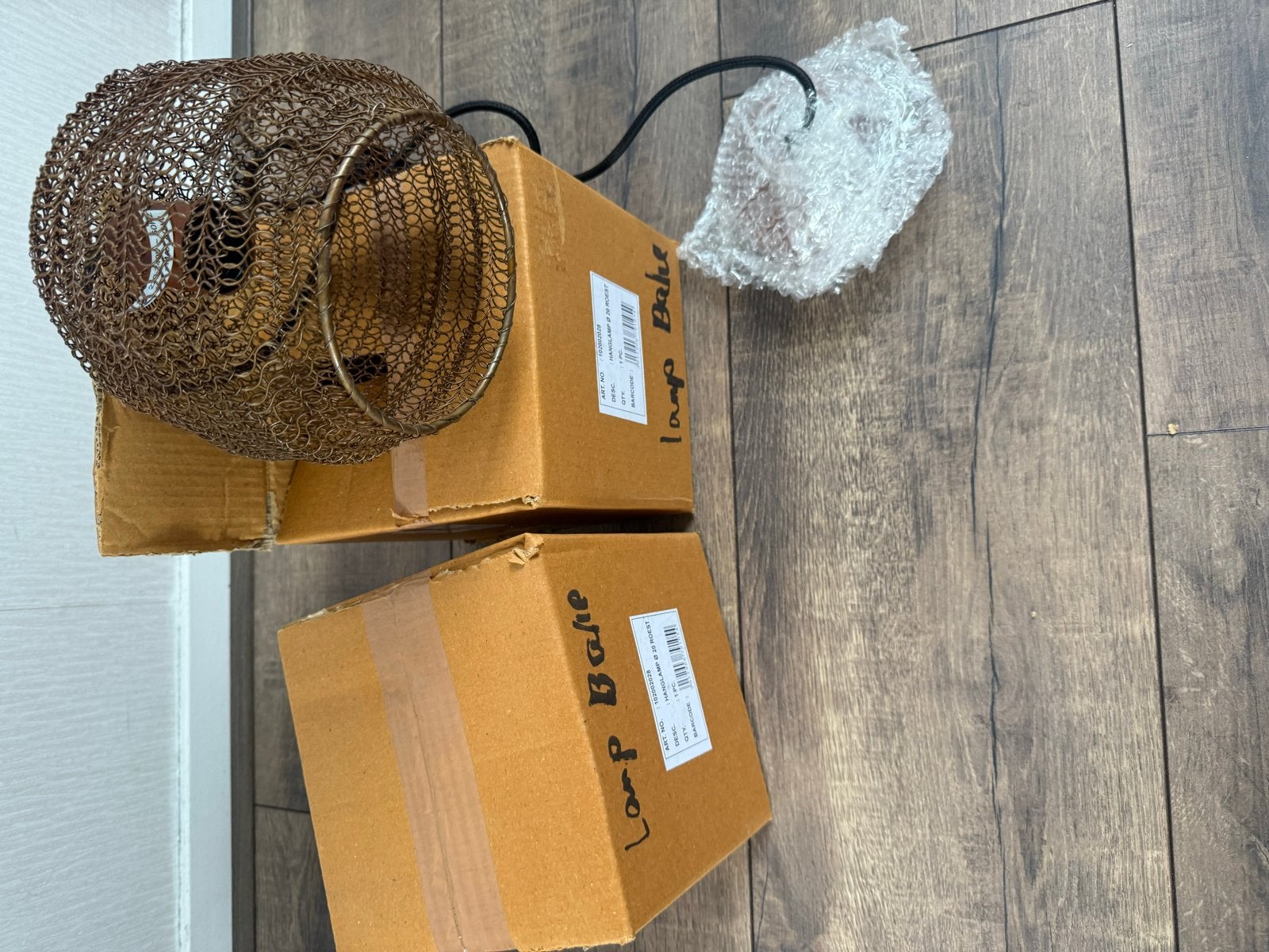 Twee nieuwe roestkleurige hanglampen, Ø 20 cm, Ophalen of Verzenden, Nieuw, Metaal
