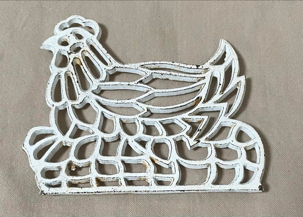 Brocante onderzetter gietijzer kip, Ophalen of Verzenden, Gebruikt