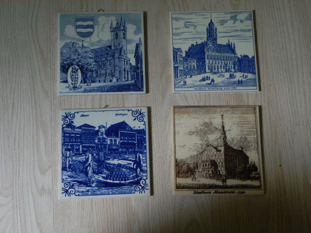 4 Delfts blauwe tegels, Ophalen of Verzenden