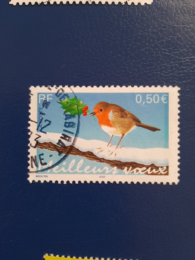Frankrijk vogel roodborstje, Verzenden, Gestempeld
