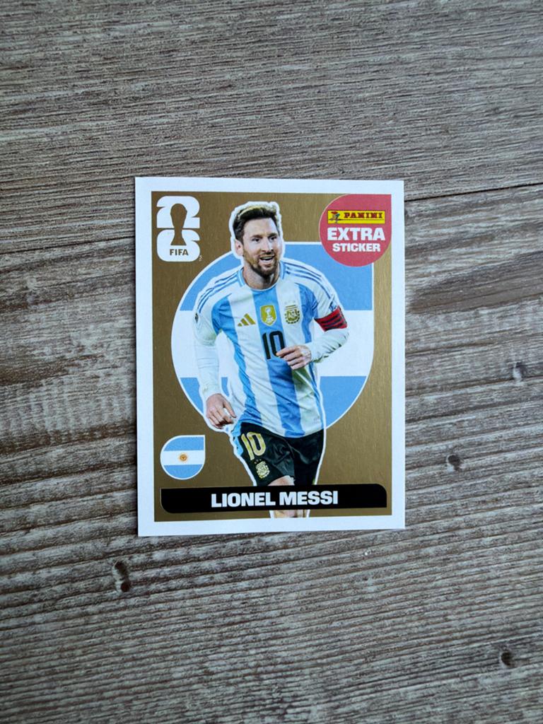 Gold Panini Lionel Messi card (extra sticker), Ophalen of Verzenden, Zo goed als nieuw, Sticker