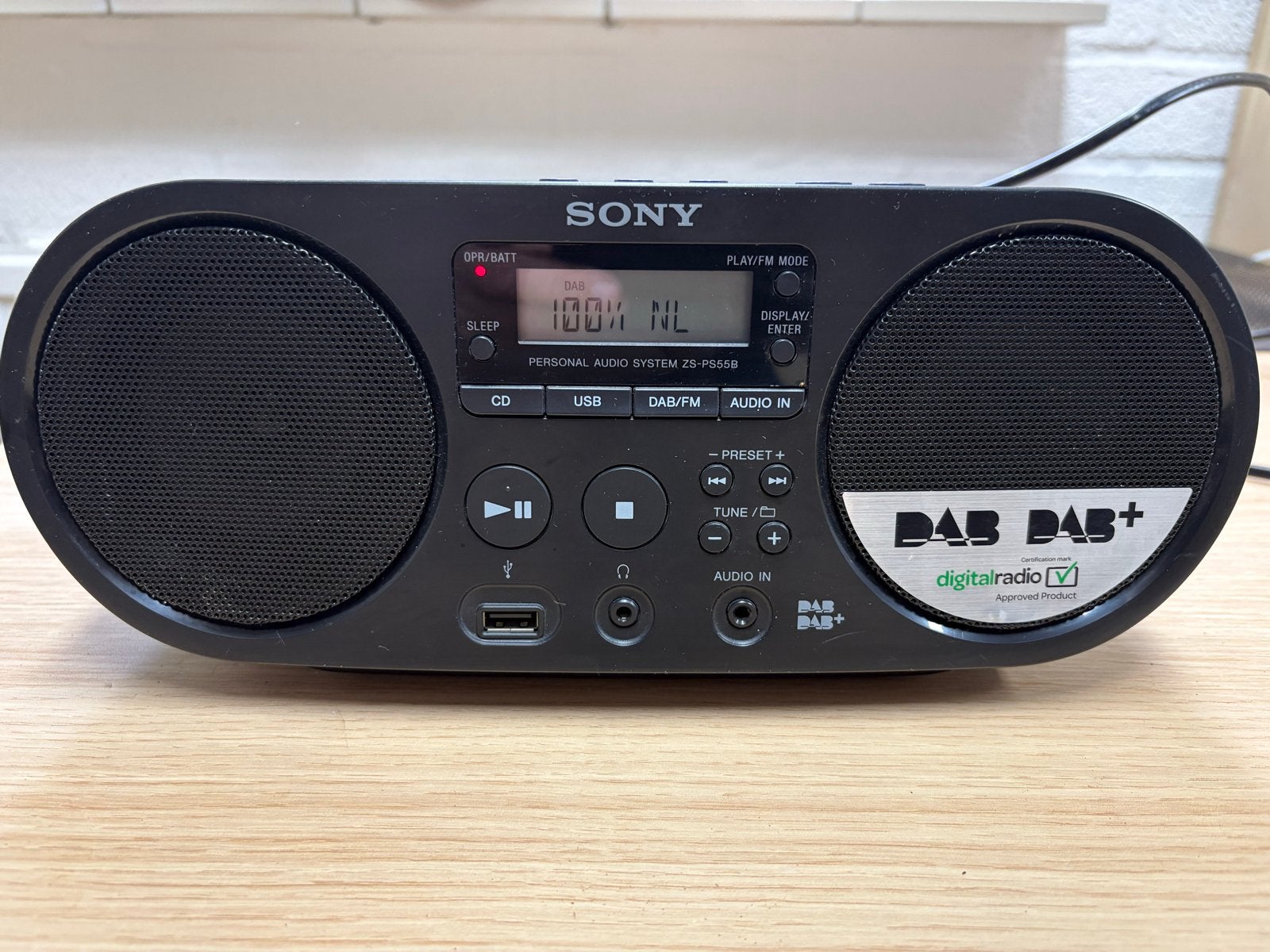 Sony Personal Audio System ZS-PS55B DAB+ Radio met CD/USB, Ophalen of Verzenden, Zo goed als nieuw, Radio, Met cd-speler