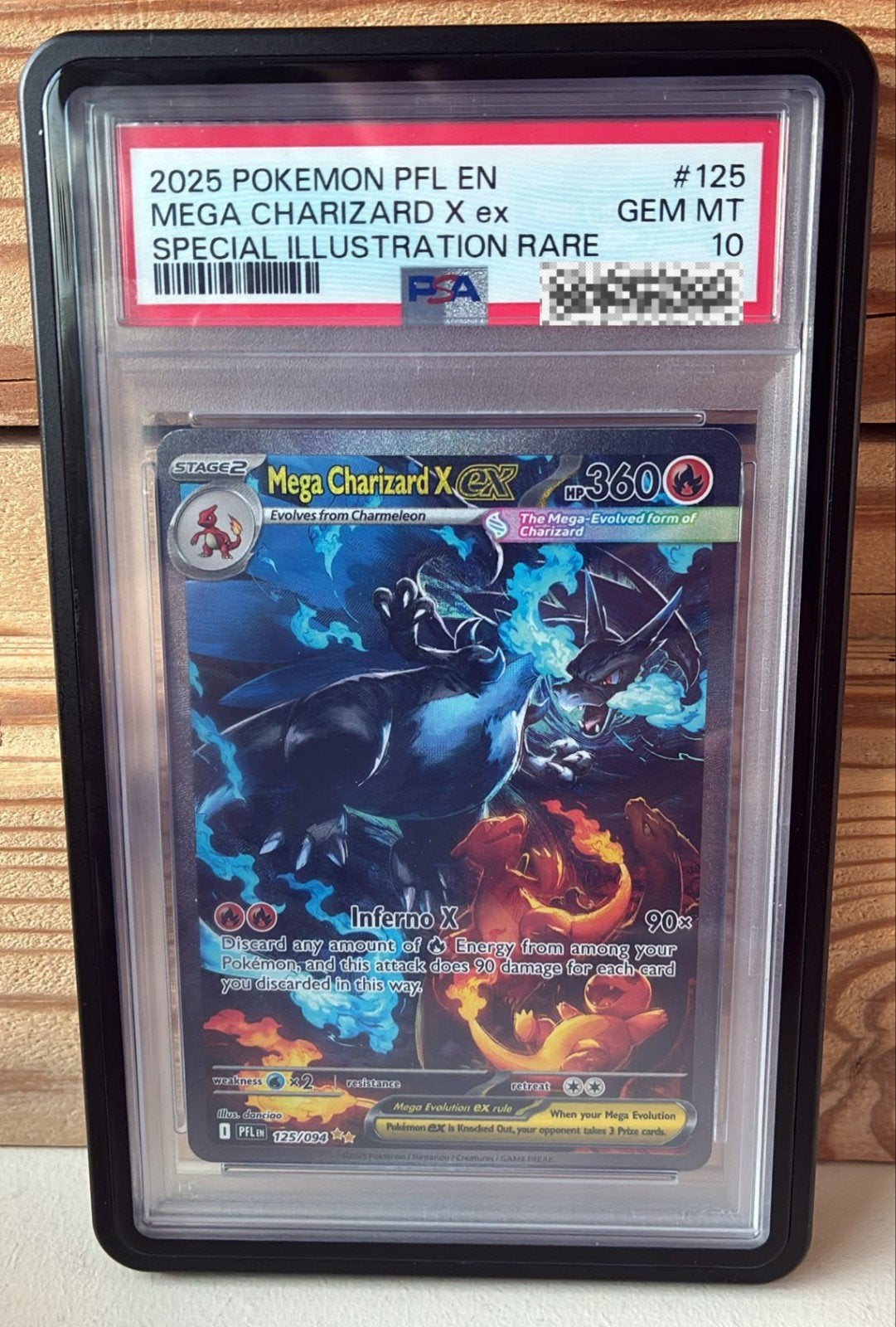 Mega Charizard X ex #125 Pokémon Phantasmal Flames - PSA 10, Ophalen of Verzenden, Nieuw, Losse kaart