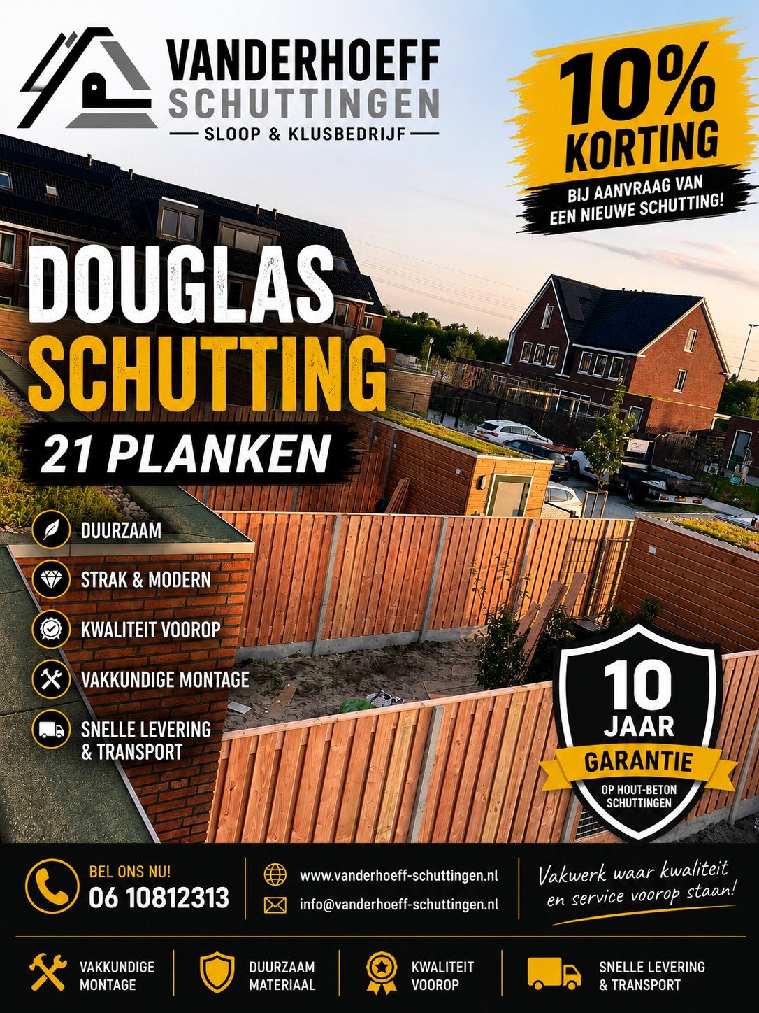 Hout beton schutting v.a €100,- pm incl montage & matrialen, 1 tot 2 meter, Verzenden, 6 meter of meer, Nieuw