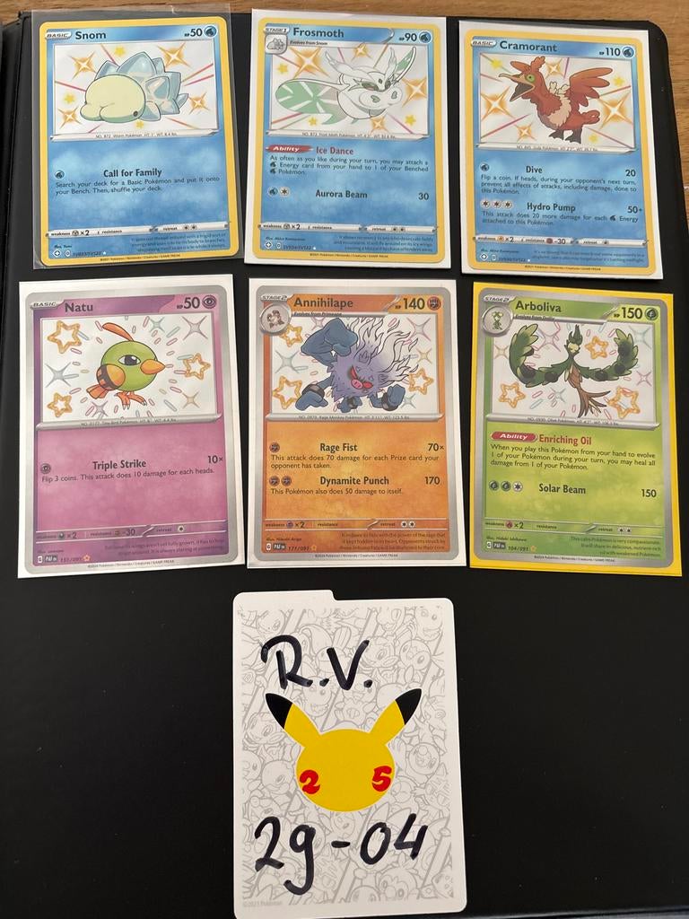 Pokémon Kaarten: Snom, Frosmoth, Cramorant, Natu, Annihilape, Ophalen of Verzenden, Gebruikt, Meerdere kaarten