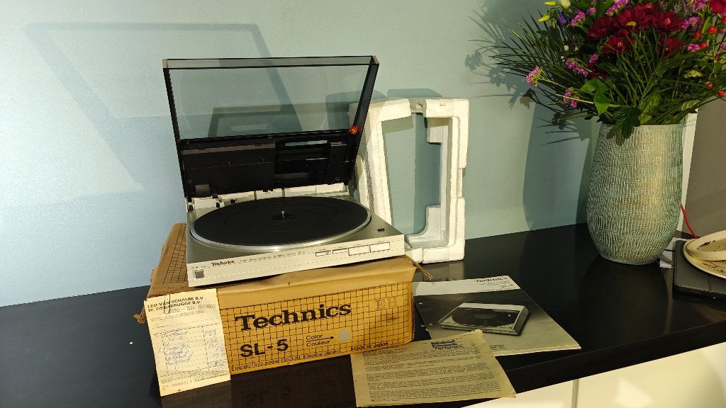 Technics SL5 Direct Drive platenspeler, met org doos en bon!, Ophalen, Automatisch, Zo goed als nieuw, Platenspeler