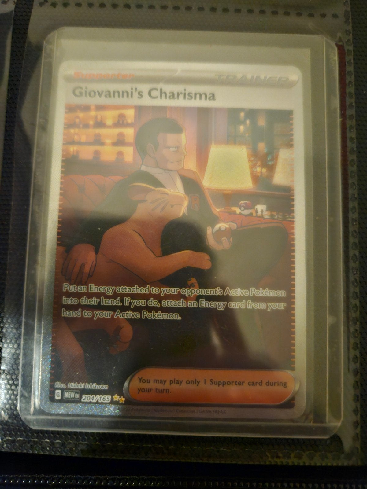 Pokemon Giovanni's Charisma 204/165 151 Set Engels, Ophalen of Verzenden, Zo goed als nieuw, Losse kaart, Foil