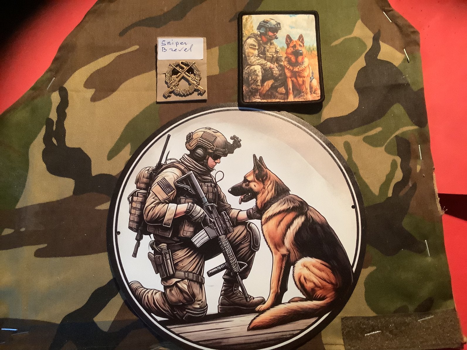 Nieuwe Sniper plaat 20 cm doorsnee/Badge / Sniper Brevet, Ophalen of Verzenden, Landmacht, Nederland, Embleem of Badge