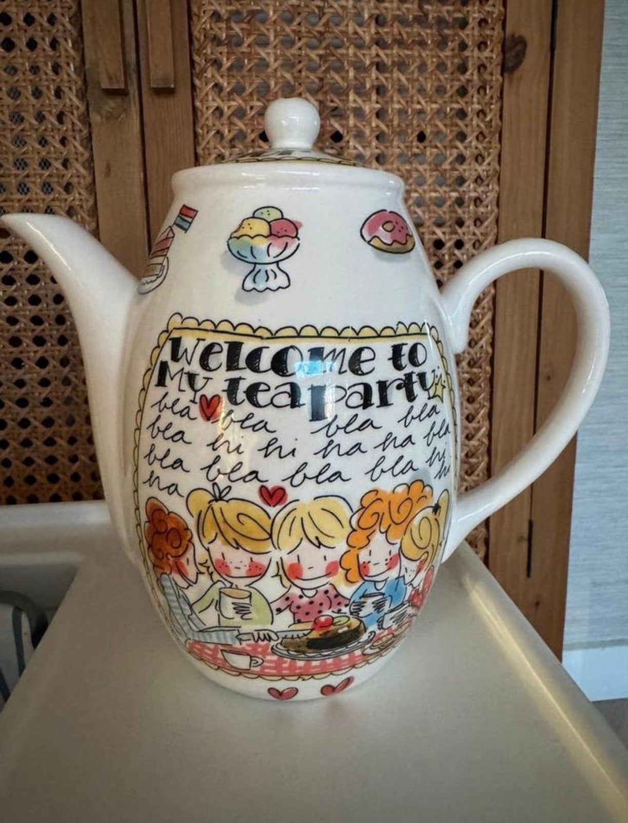 Blond Amsterdam theepot 'Welcome to my tea party', Ophalen of Verzenden