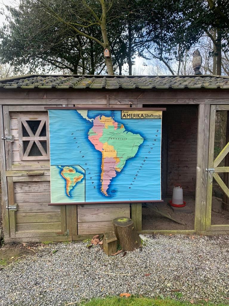 Schoolplaat - Zuid-Amerika Staatkundig, Antiek en Kunst, Ophalen, Aardrijkskunde