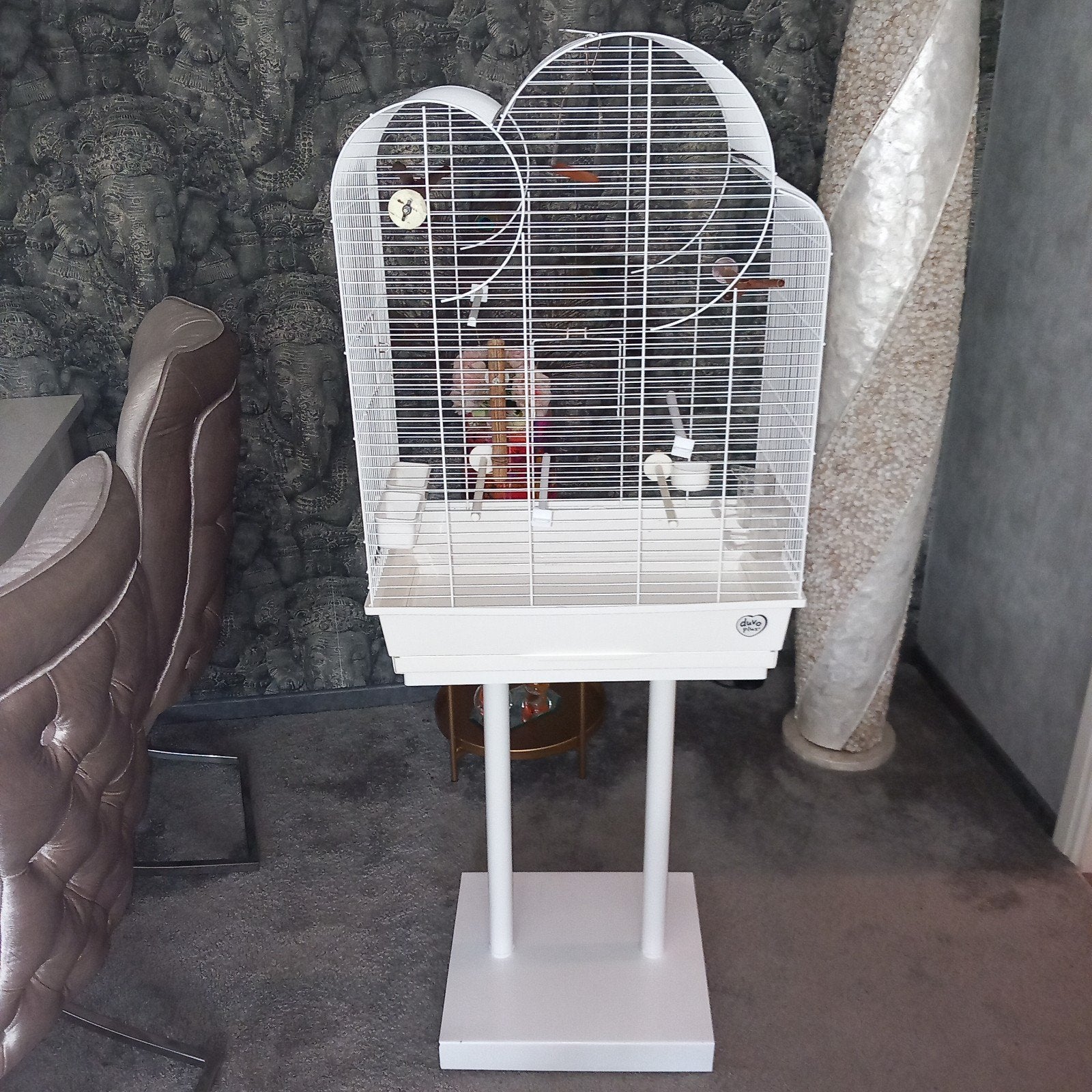 Mooie vogelkooi merk Duvo op standaard met wieltjes, Ophalen, Zo goed als nieuw, Metaal, Vogelkooi