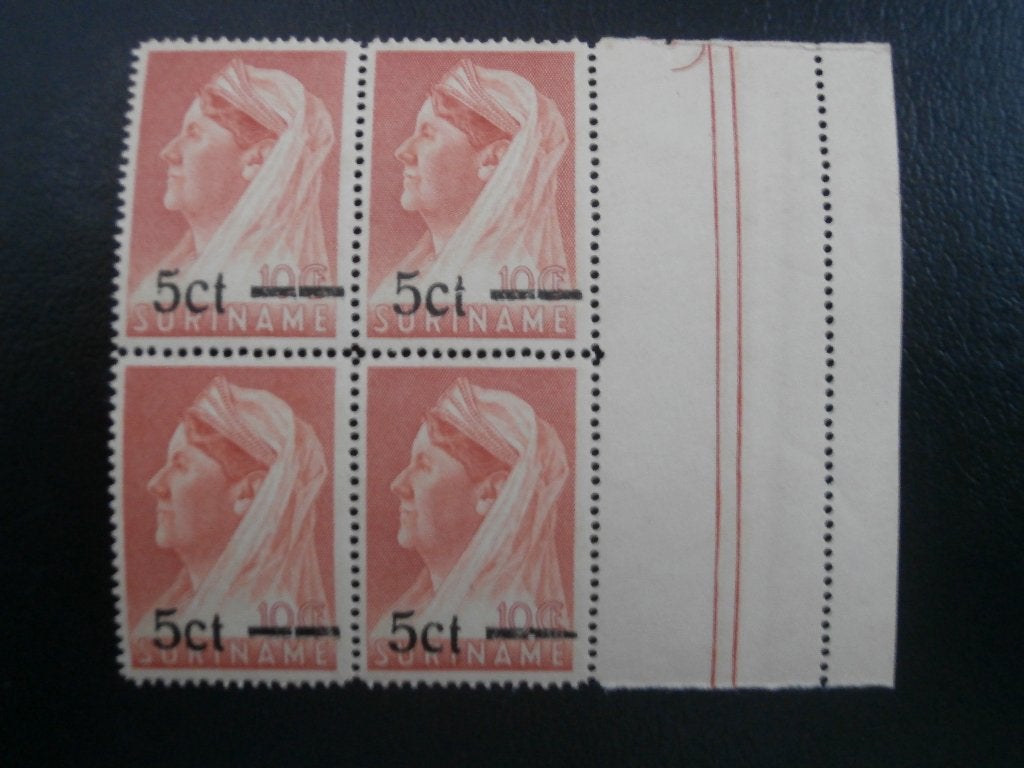 SURINAME 1945; PLAATFOUTEN NVPHNR 212 LEES 4 FOTO'S, Verzenden, Postfris