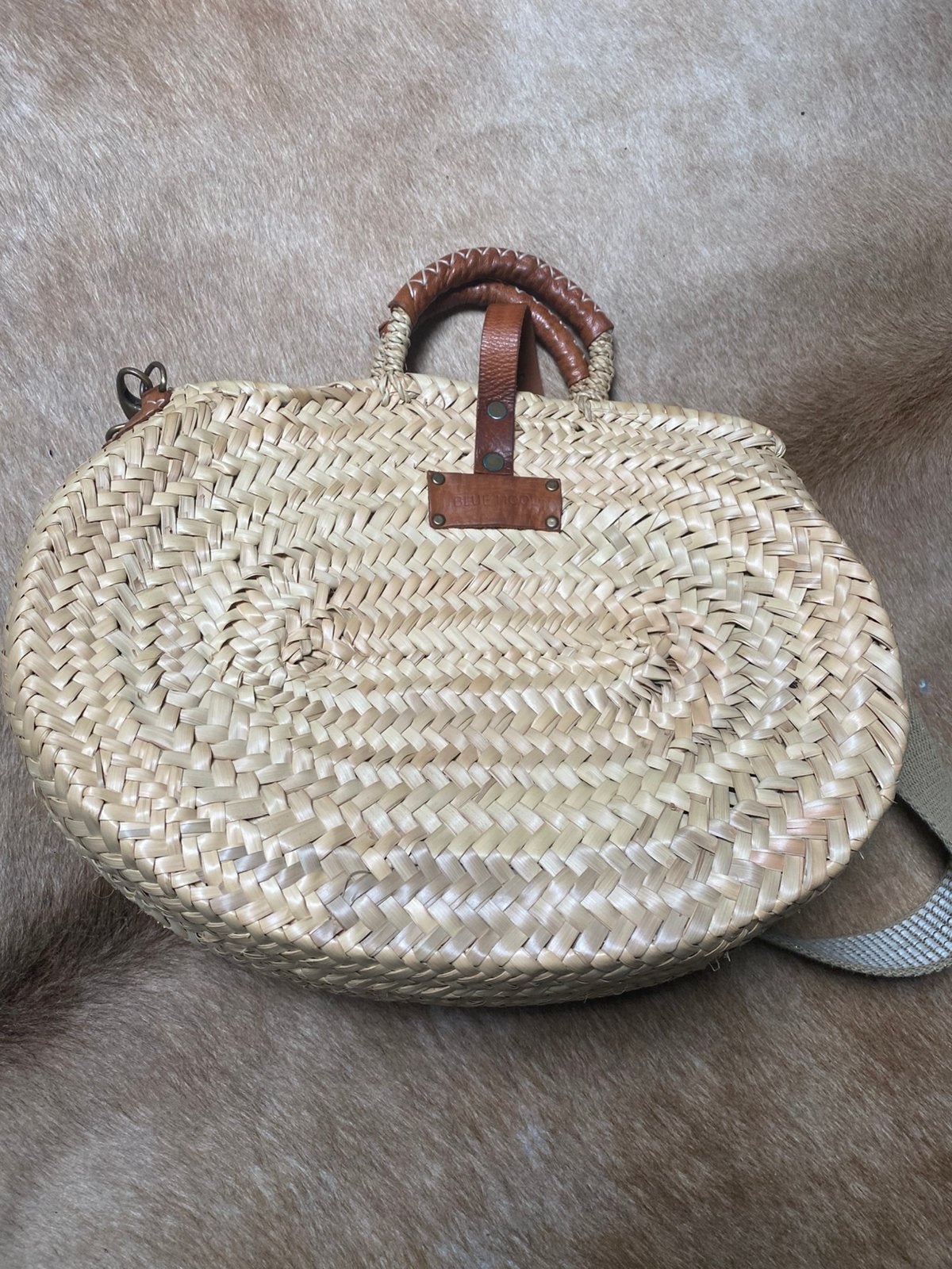 Rieten stro raffia tas, Bluemood, Ophalen of Verzenden, Zo goed als nieuw, Beige, Overige typen