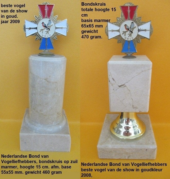 Nederlandse Bond van Vogelliefhebbers, 2 x grote Bondskruis, Ophalen of Verzenden, Zo goed als nieuw, Vogel, Overige typen