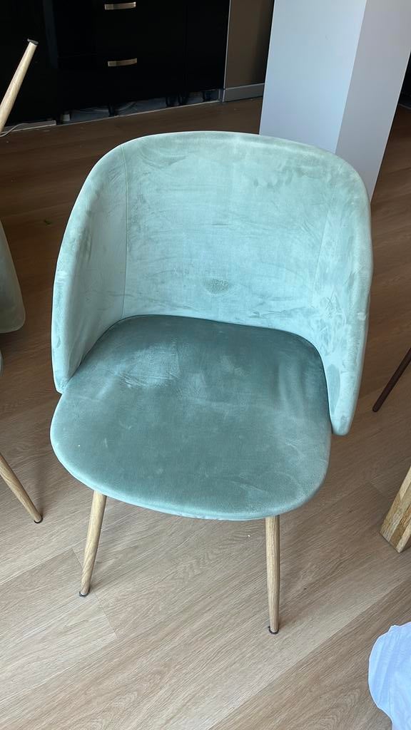 4 Groene Fluweel Stoelen van Søstrene Grene, Ophalen, Overige kleuren, Zo goed als nieuw, Vier