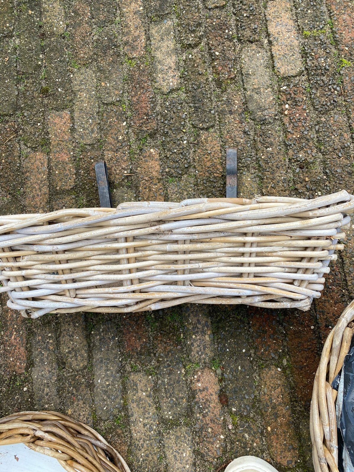 Set van 3 rieten plantenbakken/manden, Ophalen of Verzenden, Gebruikt, Overige materialen