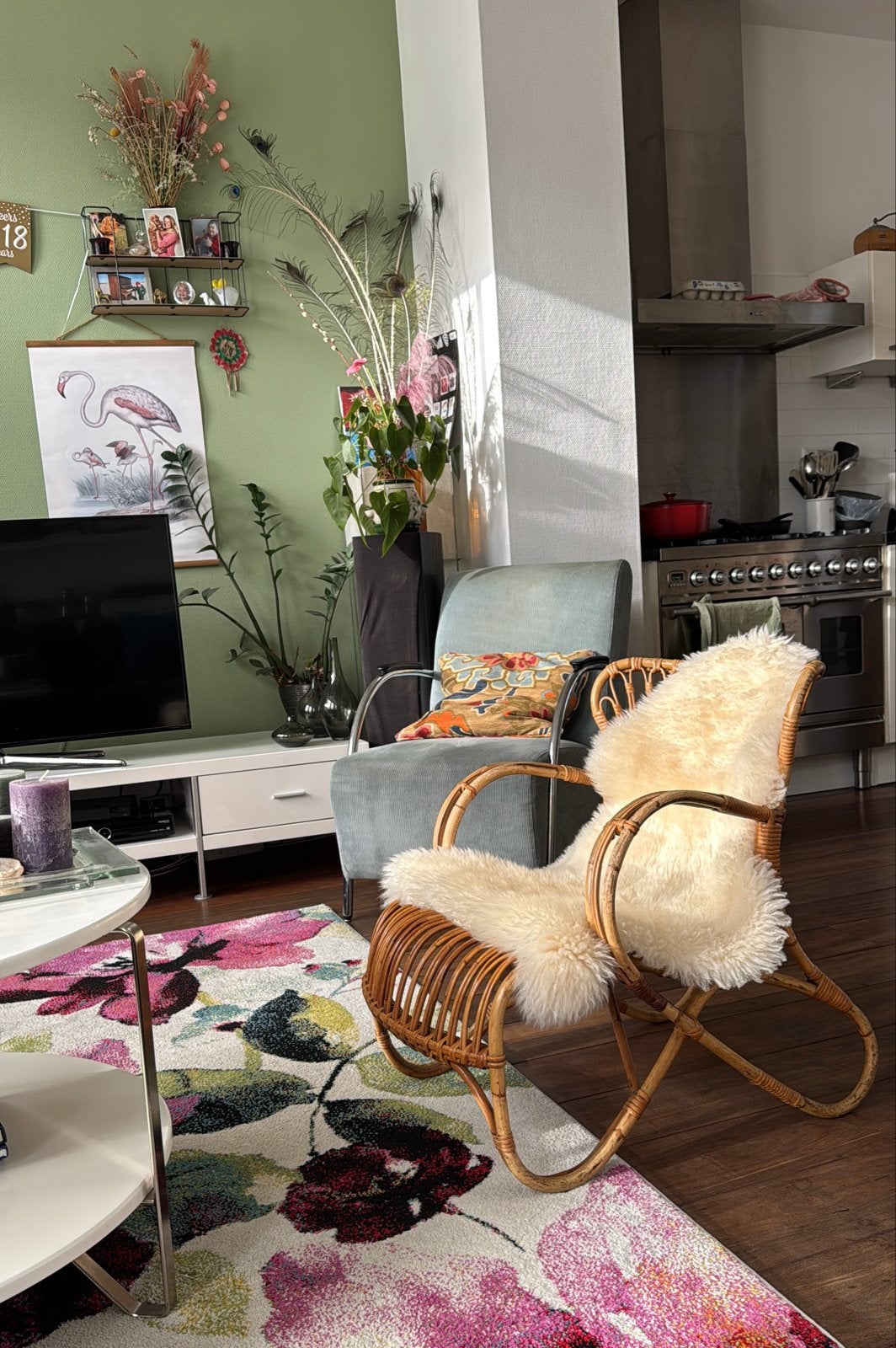 Vintage rotan stoel jaren '50/'60, Ophalen, Gebruikt, Bruin, Riet of Rotan