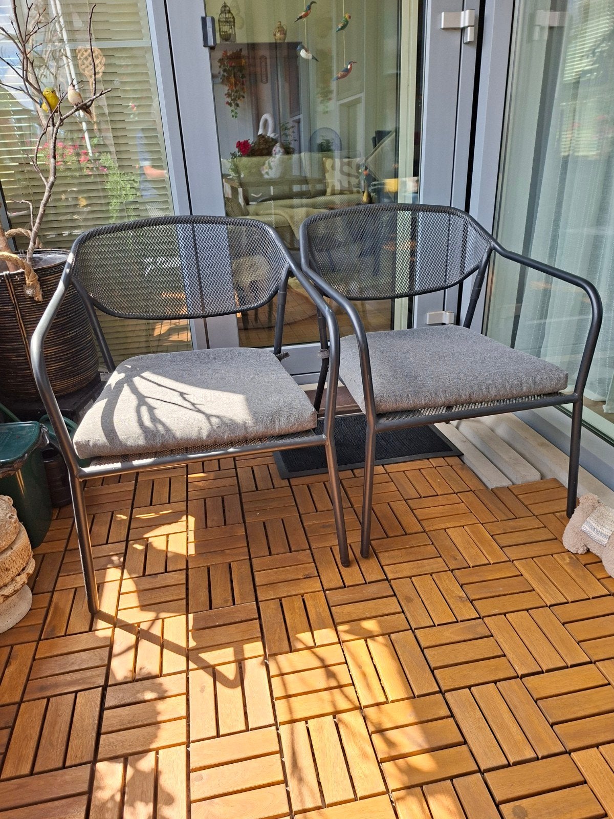 2x Metalen Tuinstoelen met Kussens - Zo goed als nieuw, Tuin en Terras, Ophalen, Zo goed als nieuw, Metaal